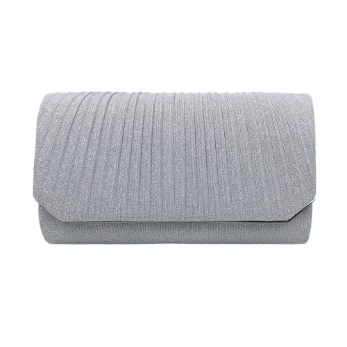 XFSRG Damen Tasche Silber Glitzer Clutch Handtasche Umhängetasche Abendtasche für Party Hochzeit (Silber) von XFSRG