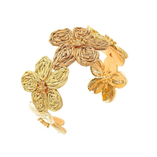 XFSRG Damenarmbänder Vintage Inspiriertes Gewebtes Blumen Armband Verstellbarer Boho Offener Modisch und Vielseitig Stapelbarer Schmuck für das Handgelenk (Braun) von XFSRG