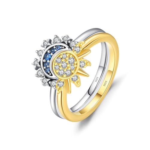 XFSRG Damenringe Sonnen und Mond Design Eleganter Ring für Frauen mit Zirkonia Schmuck für Alltag und besondere Anlässe XFSRG Damenringe Sonnen und Mond Design Eleganter Ring für Frauen mit Zirkonia Schmuck für Alltag und besondere Anlässe von XFSRG