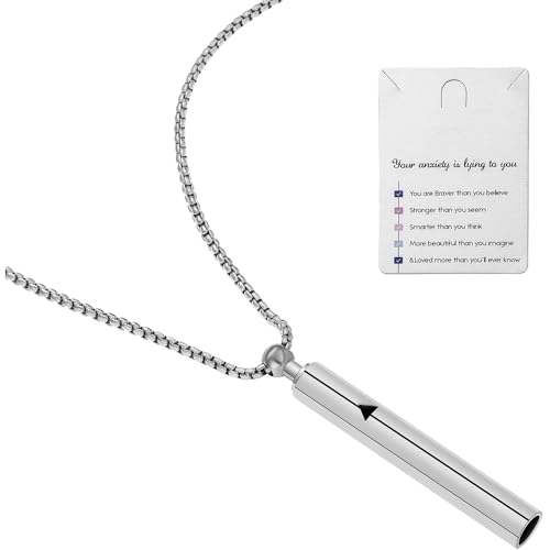 XFSRG Edelstahl Atem Halskette Damen und Herren zur Meditation und Stressabbau mit achtsamem Atemtraining für Angstlinderung und tägliche Entspannung als tragbares Meditationstool von XFSRG