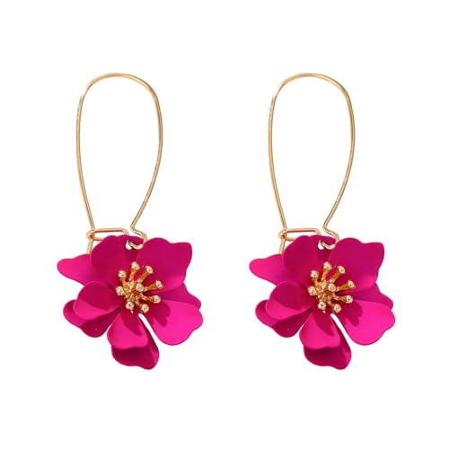 XFSRG Elegante Damen Ohrringe Hängend Blumen Design Modischer Schmuck für Alltag und besondere Anlässe (Rosa) von XFSRG