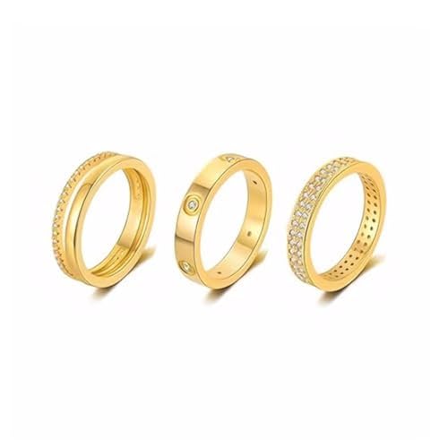 XFSRG Elegante Damenringe Set Goldene Ringe mit Kristallen Modischer Damenschmuck für Alltag und Besondere Anlässe von XFSRG