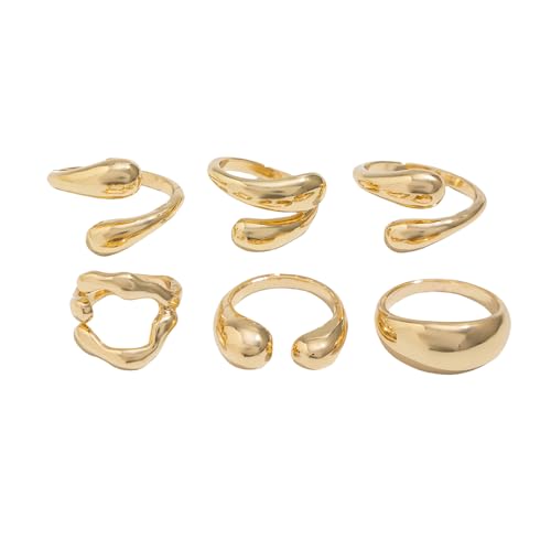 XFSRG Elegante Damenringe Set in Gold Anti Stress Ringe für Frauen Verlobungsringe Damen Modische Ringe für Alltag und besondere Anlässe (Hellgold) von XFSRG