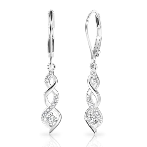 XFSRG Elegante Doppelspiral Zirkonia Ohrringe Hängend für Damen Ohrhänger Lang Hängend Feiner Damenschmuck für Alltag und besondere festliche Anlässe von XFSRG