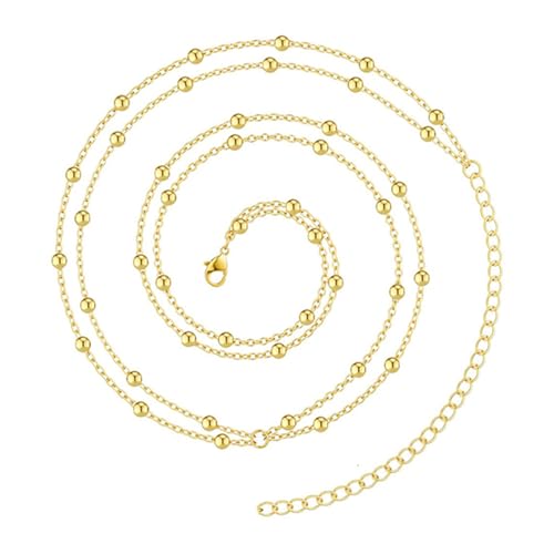 XFSRG Elegante Goldene Taillenkette Für Damen Doppelschichtige Bauchketten Mit Perlen Und Plättchen Verstellbarer Gürtelkette Für Party Strand Alltag Modisches Körperkette Accessoire (Gold 1) von XFSRG