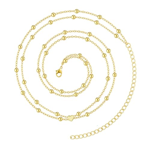 XFSRG Elegante Goldene Taillenkette Für Damen Doppelschichtige Bauchketten Mit Perlen Und Plättchen Verstellbarer Gürtelkette Für Party Strand Alltag Modisches Körperkette Accessoire (Gold 2) von XFSRG