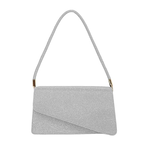XFSRG Elegante Handtasche Damen Klein Stilvolle Clutch für Abendveranstaltungen und Partys Modische Damentasche für Jeden Anlass (Silber) von XFSRG