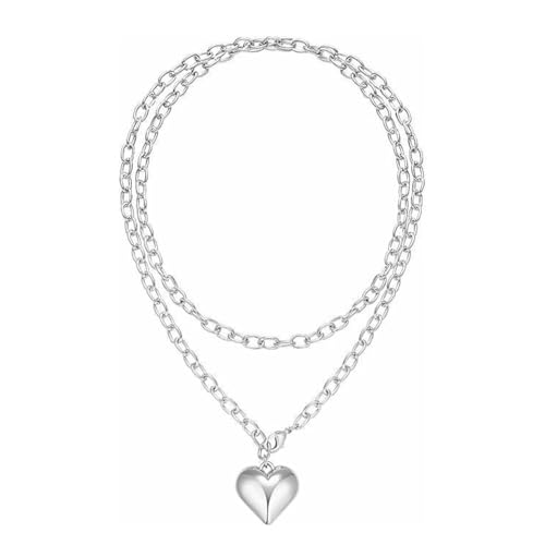 XFSRG Elegante Herz Kette Damen Vergoldete Halskette mit Herzanhänger Stilvolle Schmuckstücke für Frauen Perfekt für Jeden Anlass (plateado) von XFSRG