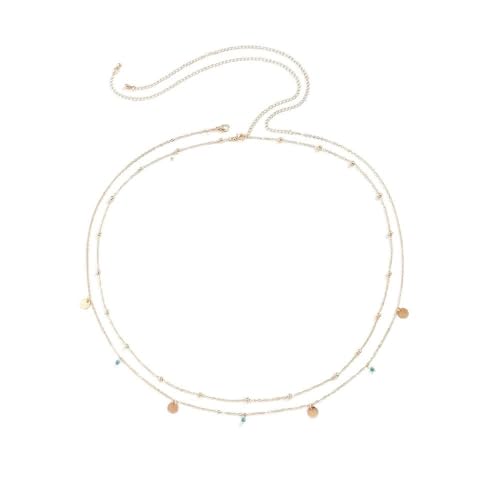 XFSRG Elegante Körperkette Gold Bauchkette mit Anhängern Körperkette für Damen Verstellbare Waist Chain Modische Belly Chain für Sommer und Strand (Gold) von XFSRG