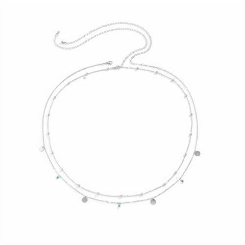 XFSRG Elegante Körperkette Gold Bauchkette mit Anhängern Körperkette für Damen Verstellbare Waist Chain Modische Belly Chain für Sommer und Strand (Silber) von XFSRG