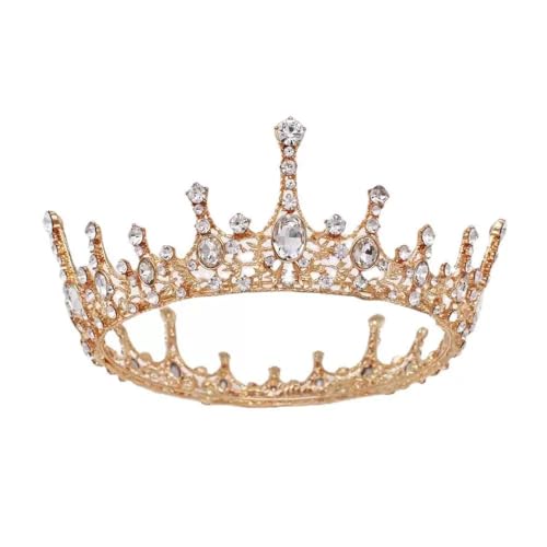 XFSRG Elegante Krone Für Damen Mit Strasssteinen Prinzessin Krone Für Hochzeiten Und Geburtstagsfeiern Glamouröse Haaraccessoire Für Besondere Anlässe (Gold+Weiß) von XFSRG