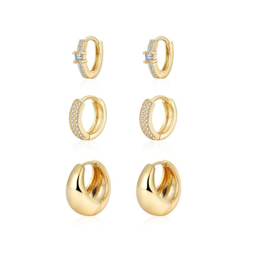 XFSRG Elegante Ohrringe Damen Schmuck Set Stilvolle Goldene Creolen Ohrringe Für Frauen von XFSRG