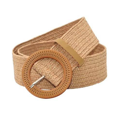 XFSRG Eleganter Damen Taillengürtel Aus Naturmaterial Sommerlicher Gürtel Für Kleider Und Röcke (Khaki) von XFSRG