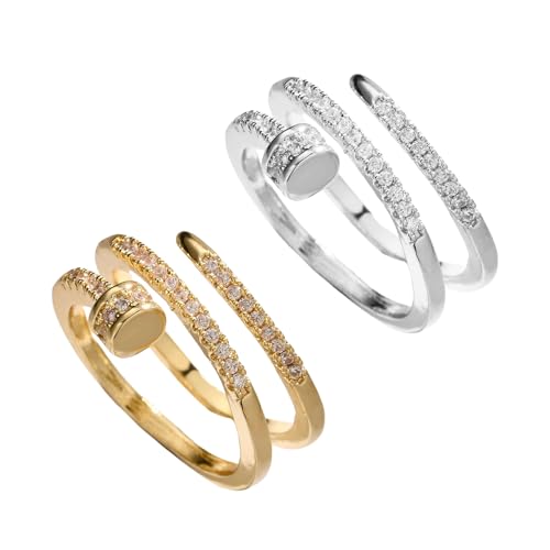 XFSRG Eleganter Verlobungsring Für Frauen Mit Strasssteinen In Gold Und Silber Für Besondere Anlässe von XFSRG