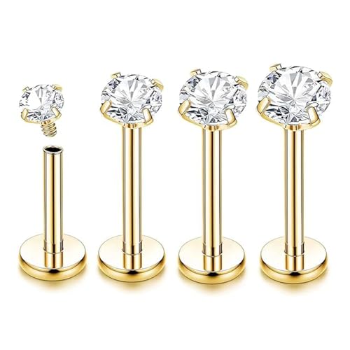 XFSRG Elegantes Nasen Piercing Ohrpiercing Tragus Titanstahl Labret Piercing Für Damen Und Herren(Gold) von XFSRG