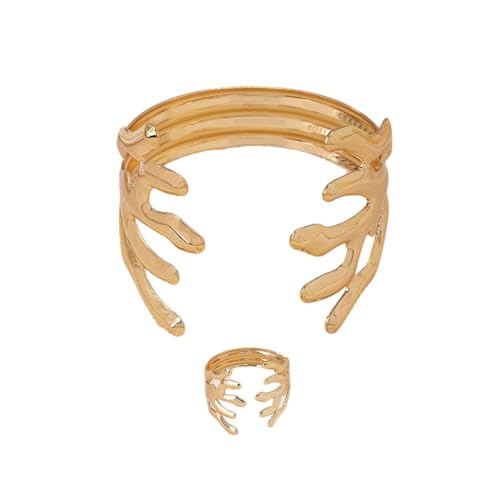 XFSRG Elegantes Schmuckset Damen Gold Hochwertiges Schmuck Set Mit Armband Und Ring Modernes Design Für Besondere Anlässe Perfekt Für Frauen von XFSRG