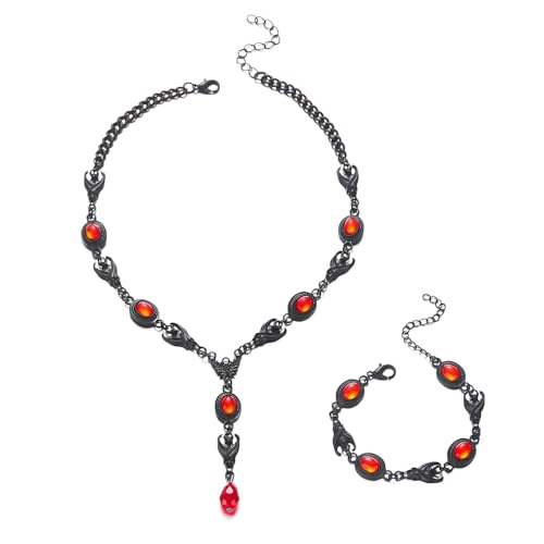 XFSRG Elegantes Schmuckset Für Damen Mit Schwarzem Und Rotem Design Perfekt Für Abendkleider Und Hochzeiten (Schwarzrot) von XFSRG