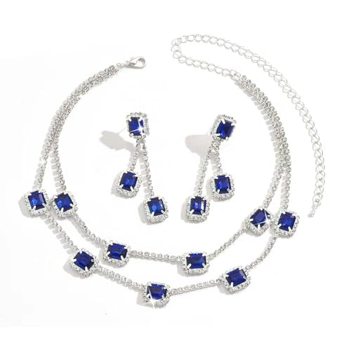 XFSRG Elegantes Schmuckset Für Damen Silberkette Mit Roten Kristallen Und Passenden Ohrringen Perfekt Für Abendkleider Und Hochzeiten (Plateado) von XFSRG