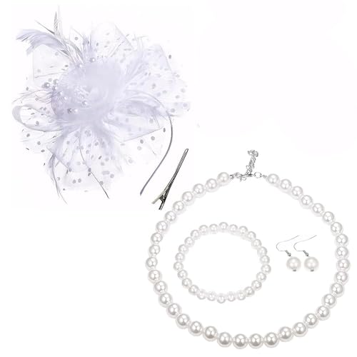 XFSRG Elegantes Schmuckset mit Perlenkette Armband Ohrringen und Haarclip Modeschmuck Set für Hochzeiten und besondere Anlässe XFSRG Elegantes Schmuckset mit Perlenkette Armband Ohrringen und Haarclip Modeschmuck Set für Hochzeiten und besondere Anlässe von XFSRG