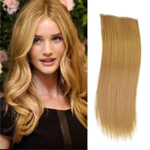 XFSRG Extensions Echthaar Clip für Damen Mädchen Haarverlängerung Mädchen Glattes, natürliches Echthaar zum Einclippen Hair 20cm（Gold） von XFSRG