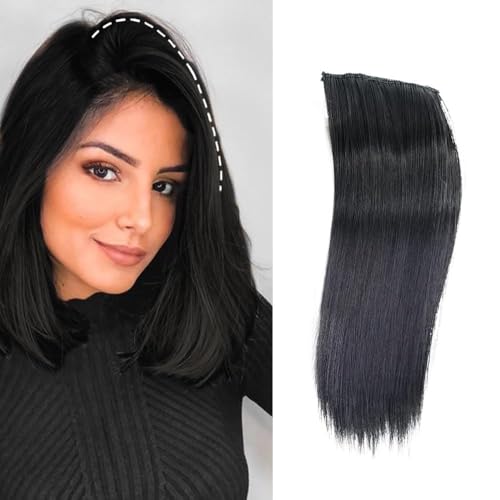 XFSRG Extensions Echthaar Clip für Damen Mädchen Haarverlängerung Mädchen Glattes, natürliches Echthaar zum Einclippen Hair 20cm（Schwarz） von XFSRG