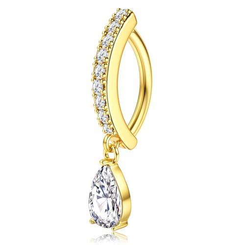 XFSRG Fake Bauchnabelpiercing Gold Mit Kristall Tropfen Anhänger Elegantes Design Für Modebewusste Frauen (Gold) von XFSRG