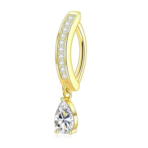 XFSRG Fake Bauchnabelpiercing Gold mit Zirkonia Anhänger Elegantes Nabelpiercing für Frauen Bauchnabelpiercing Clip Körperschmuck für Partys und Alltag von XFSRG