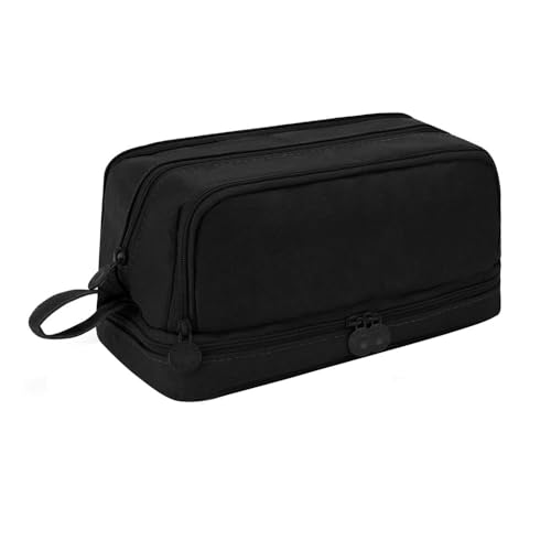 XFSRG Federmäppchen Mädchen Mäppchen Reißverschluss Federmappe 4 Fächer Federtasche Langlebig Federmäppchen Große Kapazität Mäppchen Schreibwaren Stifttasche Tragbare (Schwarz) von XFSRG