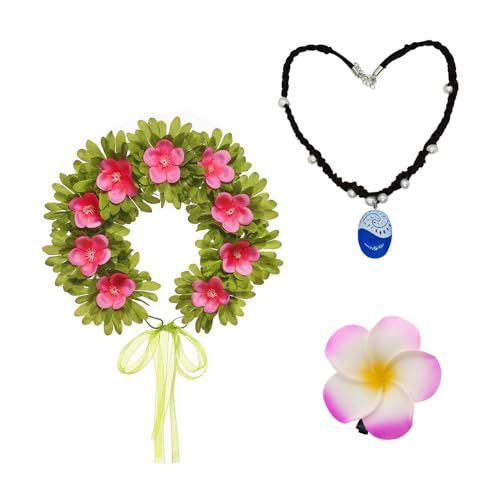 XFSRG Festival Outfit Damen Hawaii Blumenkranz Halskette Set Party Accessoires Kostümzubehör (A) von XFSRG