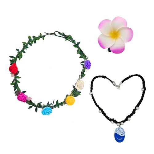XFSRG Festival Outfit Damen Hawaii Blumenkranz Halskette Set Party Accessoires Kostümzubehör (B) von XFSRG