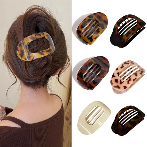 XFSRG Französisches Haarspangen Damen 6 Stück Rutschfest Haarklammern für Damen Flat Claw Clip Haarklammer mit Leopardenmuster Elegant Haarschmuck für Mädchen und Damen von XFSRG