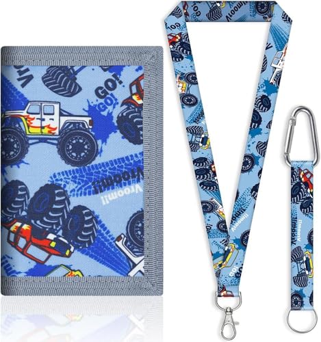 XFSRG Dinosaurier Klettverschluss Geldbörse Dreifaltig Kinderbrieftasche Karabiner Schlüsselband Pixelmuster Tragegurt Münzfach Jungen Mädchen von XFSRG