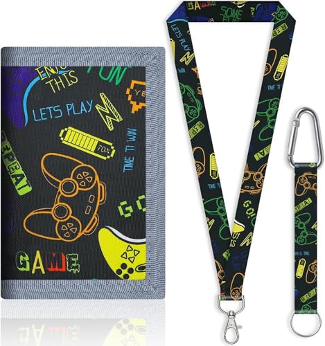 XFSRG Dinosaurier Klettverschluss Geldbörse Dreifaltig Kinderbrieftasche Karabiner Schlüsselband Pixelmuster Tragegurt Münzfach Jungen Mädchen von XFSRG