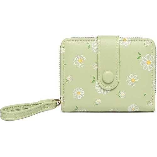XFSRG Geldbörse Damen Geldbeutel Blumen Portemonnaie Klein Portmonee Orgel-Stil Brieftasche Frauen Geldbörse Lanyard Portmonee Münzfach Geldbeutel Vielen Fächern Zipper Kurzformat Portemonnaie von XFSRG