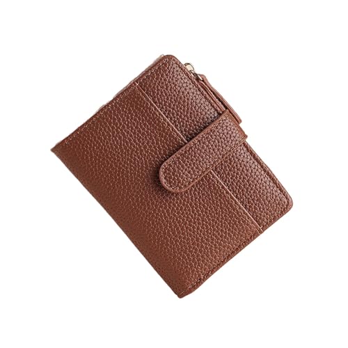 XFSRG Geldbörse Damen Leder Damen Geldbeutel Klein Weich Bequem Süß Münzfach Portemonnaie mit Zipper Brieftasche Vielen Fächern (Braun) von XFSRG