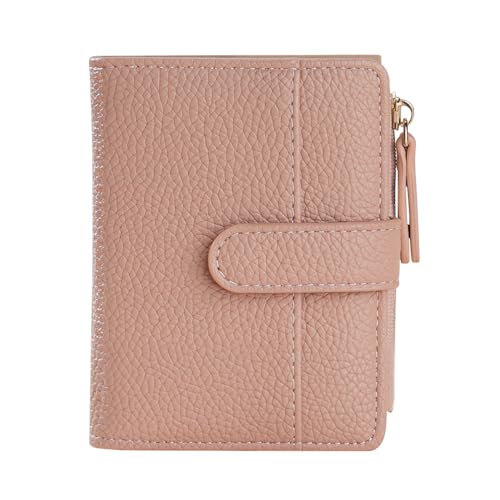 XFSRG Geldbörse Damen Leder Damen Geldbeutel Klein Weich Bequem Süß Münzfach Portemonnaie mit Zipper Brieftasche Vielen Fächern (Rosa) von XFSRG