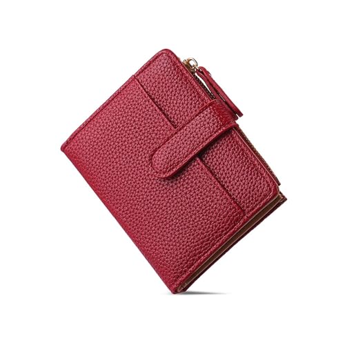 XFSRG Geldbörse Damen Leder Damen Geldbeutel Klein Weich Bequem Süß Münzfach Portemonnaie mit Zipper Brieftasche Vielen Fächern (Rot) von XFSRG