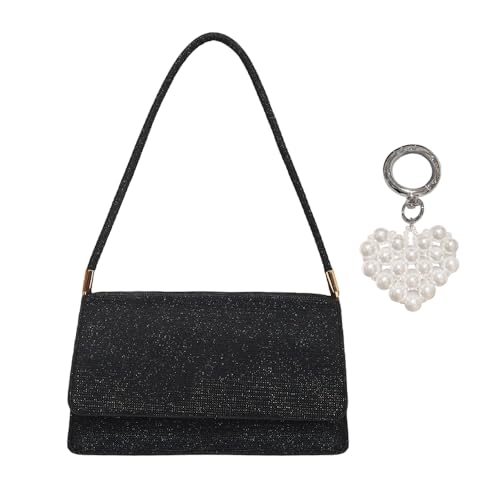 XFSRG Glitzernde Damen Handtasche Clutch Elegante Abendtasche Mit Perlendetails Perfekt Für Party Hochzeit Und Besondere Anlässe(Schwarz) von XFSRG