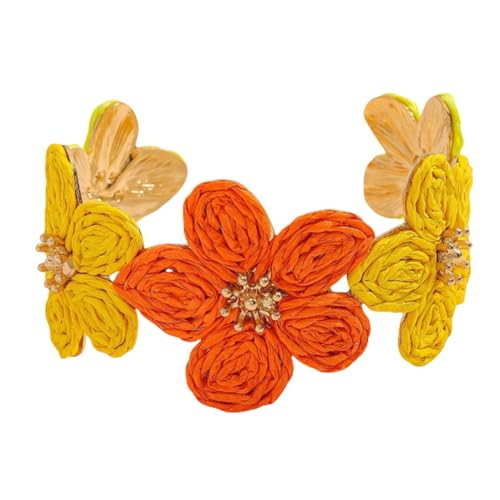 XFSRG Gold Armreif für Damen Blumenarmband Offener mit C-Form,Verspieltes Design floraler ideal für Alltag, Reisen oder als Geschenk von XFSRG