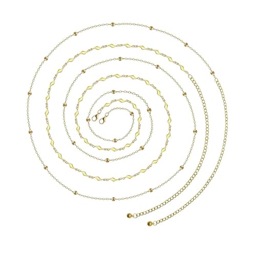 XFSRG Goldene Taillenkette für Frauen Elegante Doppelschicht Bauchketten mit Anhängern Verstellbarer Gürtelkette für Strand und Party Modischer Körperschmuck für Damen (Gold 3) von XFSRG