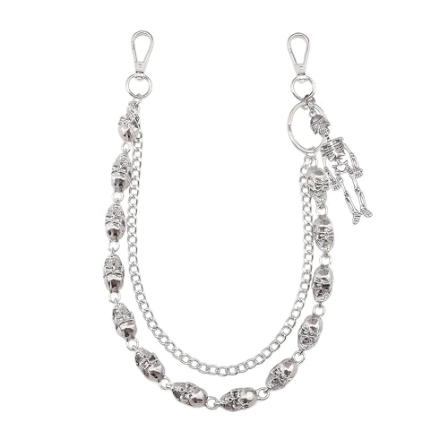 XFSRG Gothic Schädelkopf Hosenkette Punk Gürtel Kette Gothic Gürtel Damen Gothic Schmuck Hip Hop Taille Kette Jeanskette für Frauen Männer von XFSRG