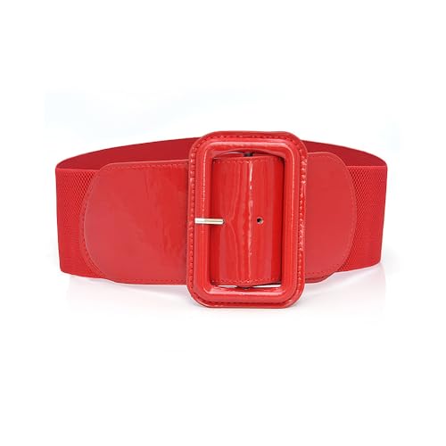 XFSRG Gürtel Damen Breiter Taillengürtel Schwarz Lackleder Elegantes Design für Modebewusste Frauen (Rot) von XFSRG