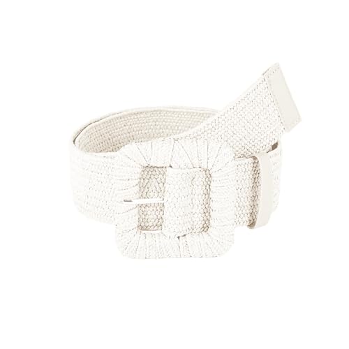 XFSRG Gürtel Damen Geflochtene Breite Taillengürtel mit Rechteckiger Schnalle für Freizeit und Alltag (Weiß) von XFSRG