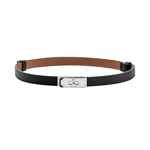XFSRG Gürtel Damen Schmal Skinny Ledergürtel mit Gold Schnalle Mode Verstellbarer Taillengürtel Klassisch Dekorativen Belt für Jeans Hosen Kleider（Silber+Schwarz） von XFSRG