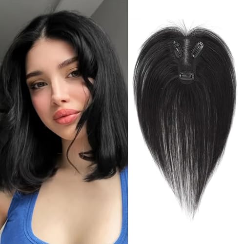 XFSRG Haar Toppers für Frauen With Pony Kurze Perücken Haar Oberkopf Flauschiger Glatter Hair Topper Synthetisches Haar Perücken Cosplay Täglich Party Gebrauch（Schwarz） von XFSRG