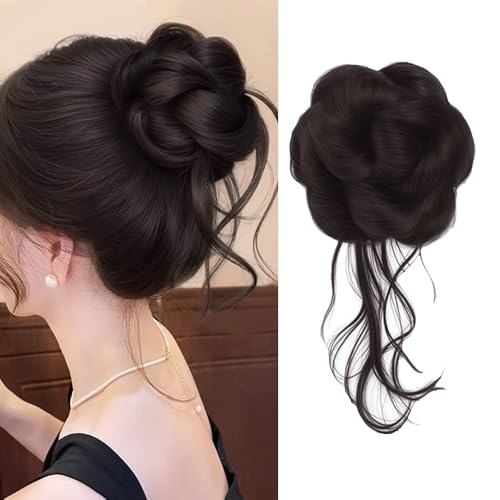 XFSRG Haarschmuck Klaue Clip Lockig Wellig Haarverlängerung Messy Bun Haarteile Synthetisch für Frauen und Mädchen(Braun-schwarz) von XFSRG