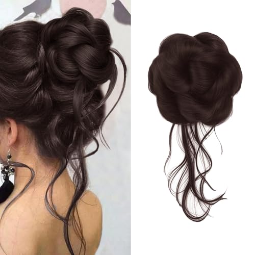 XFSRG Haarschmuck Klaue Clip Lockig Wellig Haarverlängerung Messy Bun Haarteile Synthetisch für Frauen und Mädchen(Dunkelbraun) von XFSRG
