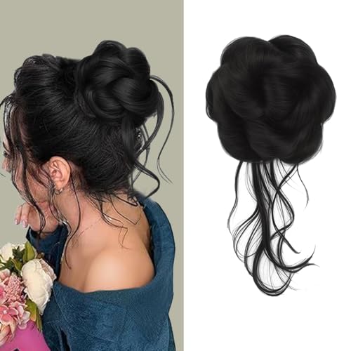 XFSRG Haarschmuck Klaue Clip Lockig Wellig Haarverlängerung Messy Bun Haarteile Synthetisch für Frauen und Mädchen(Natürliches Schwarz) von XFSRG