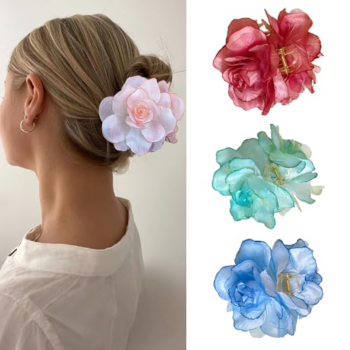 XFSRG Haarspangen Damen Elegante Blumen Haarklammern Groß French Hair Pin Für Hochzeiten Partys Alltag Haarschmuck Frauen von XFSRG