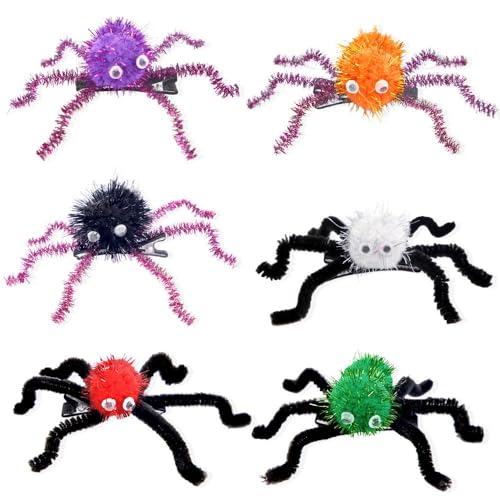 XFSRG Haarspangen Damen Mädchen Halloween Haarklammern Klein Bunte Spinnen Haarschmuck für Kinder und Erwachsene Lustige und Gruselige Haarspangen für Halloween Party und Kostüm von XFSRG